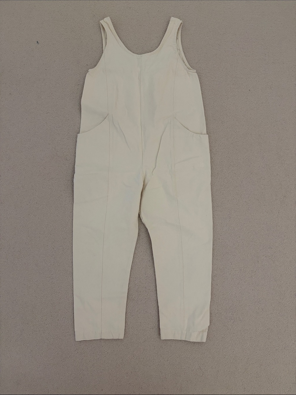 ES Natural Canvas Clyde Jumpsuit, sz S-R (hemmed?)